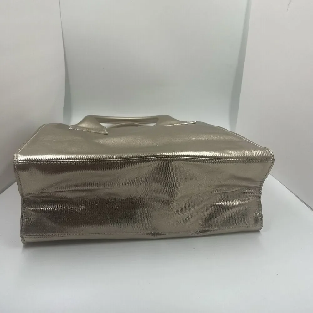 Lancome Champagne Gold Structured Tote Bag w/ side hook rings for shoulder strap